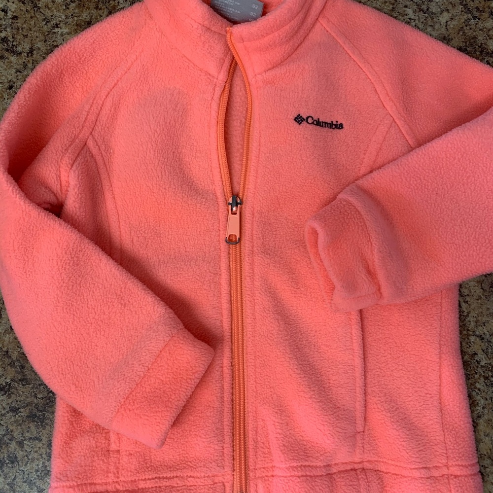 Neon orange Columbia sweater. 3T. EUC.